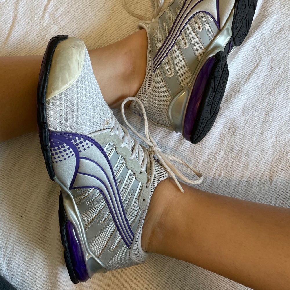 Purple and White Puma Running Shoe